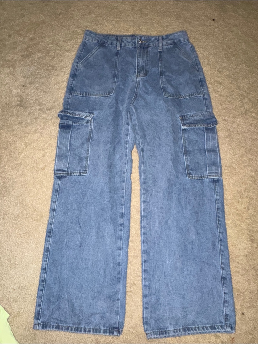 Classic Womans's Blue Cargo Jeans - Straight Leg